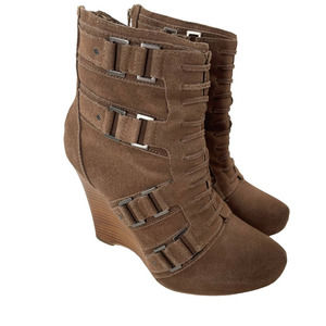 CARLOS FOUR BUCKLE ANKLE LEATHER BOOTIE WITH BACK ZIPPER